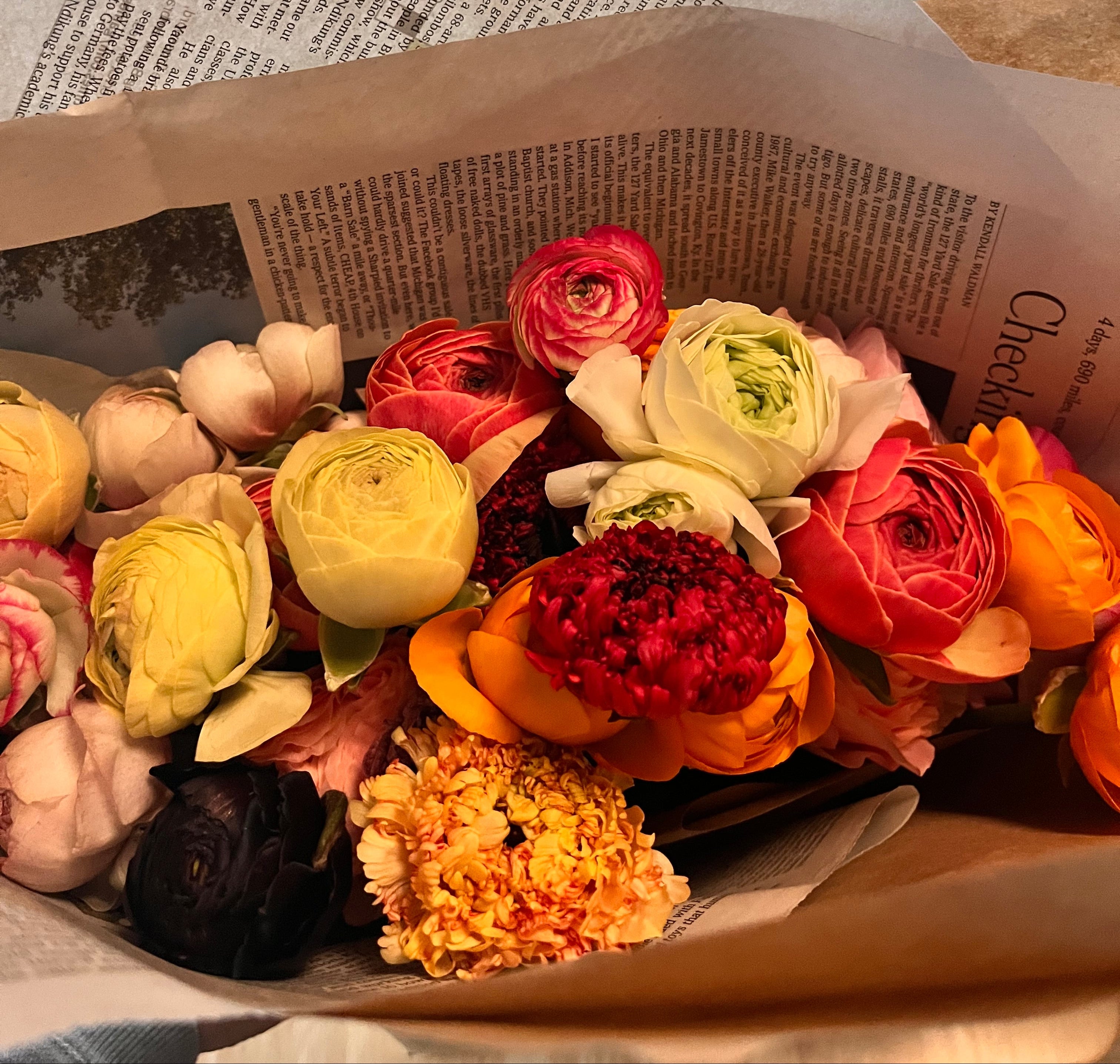 ラナンキュラス ボリュームいっぱいの30本　はねだし　色はお任せ